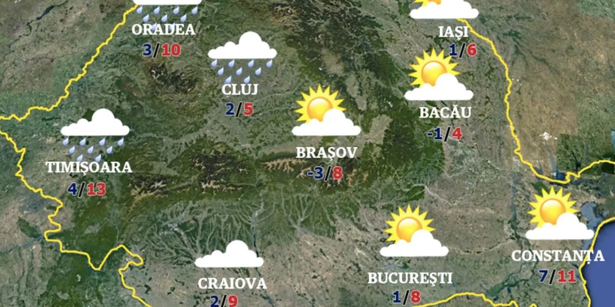Prognoza meteo pentru 14 zile. Aceste zone vor fi cuprinse de FRIG