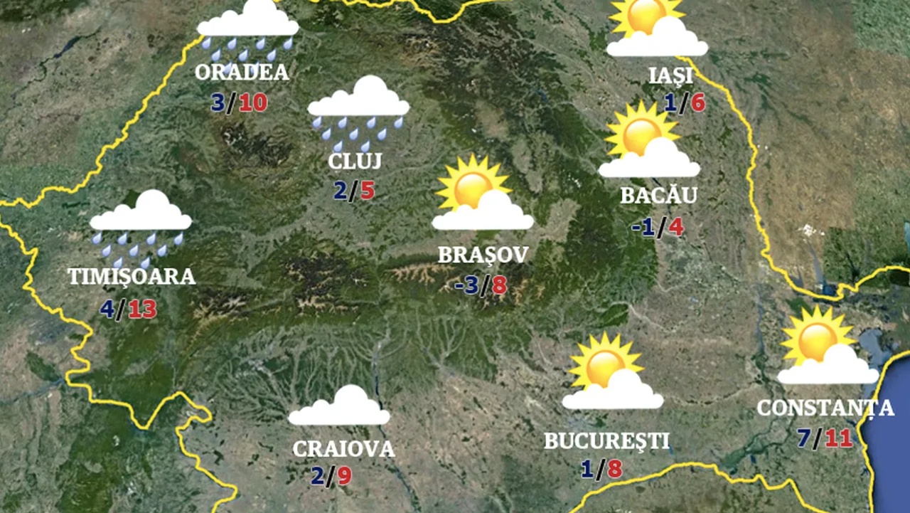 Prognoza meteo pentru 14 zile. Aceste zone vor fi cuprinse de FRIG